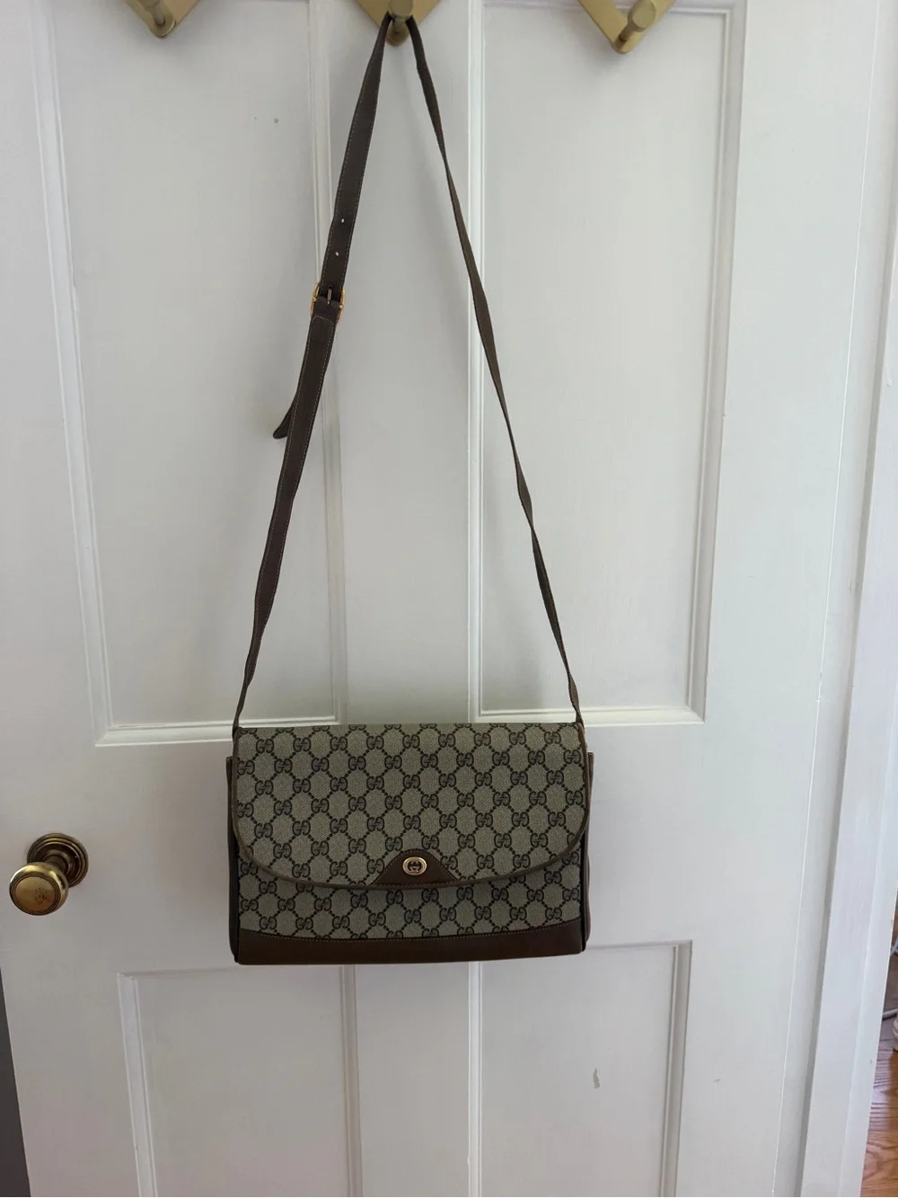 Gucci Beige & Brown Monogram Messenger Bag